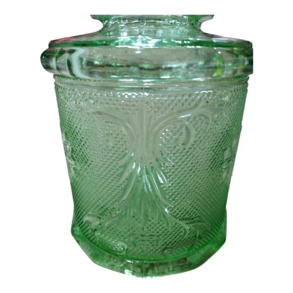 Vintage Tiara Sandwich Chantilly Green Canister‎ By Indiana Glass - Picture 3 of 12